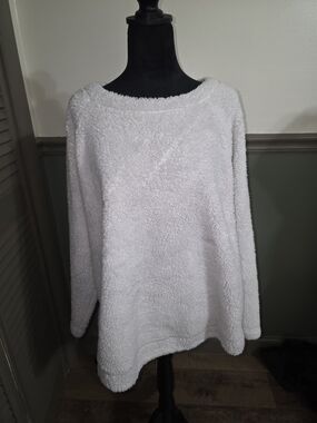 LOFT Plush Crewneck Sweater in White